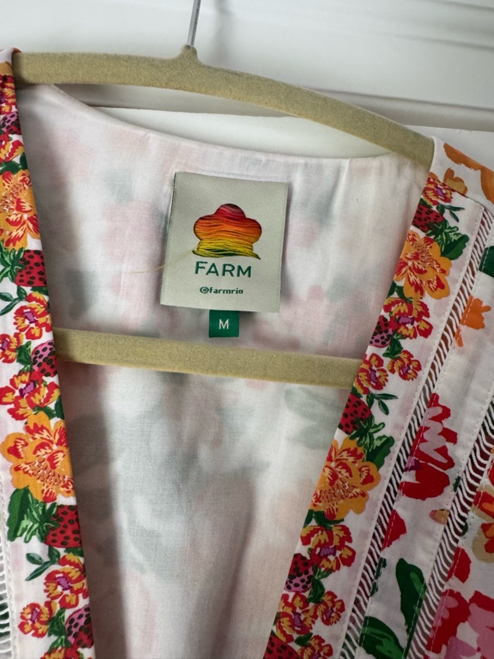 FARM Rio White Mini romper with Red Strawberry & Green Floral Print. Like NEW - Picture 2 of 5